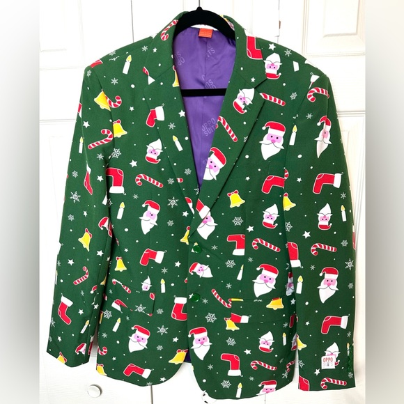 OPPOSUITS Santa Boss Novelty Costume Christmas Party Holiday Green Red Outfit - Picture 8 of 16